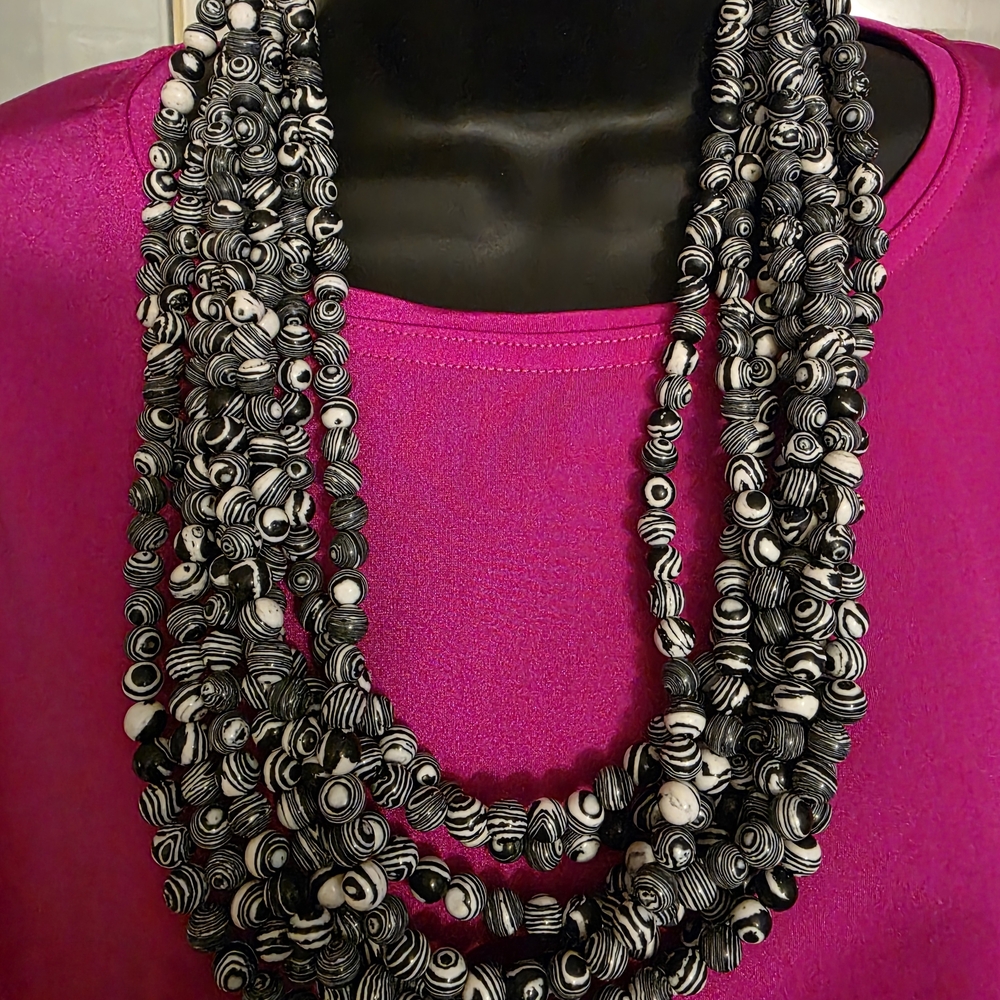 Sassy Jones Black and White Swirl Necklace